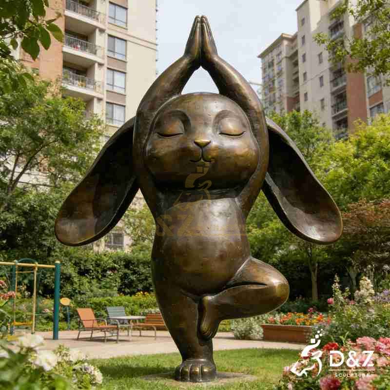 bronze rabbit statue