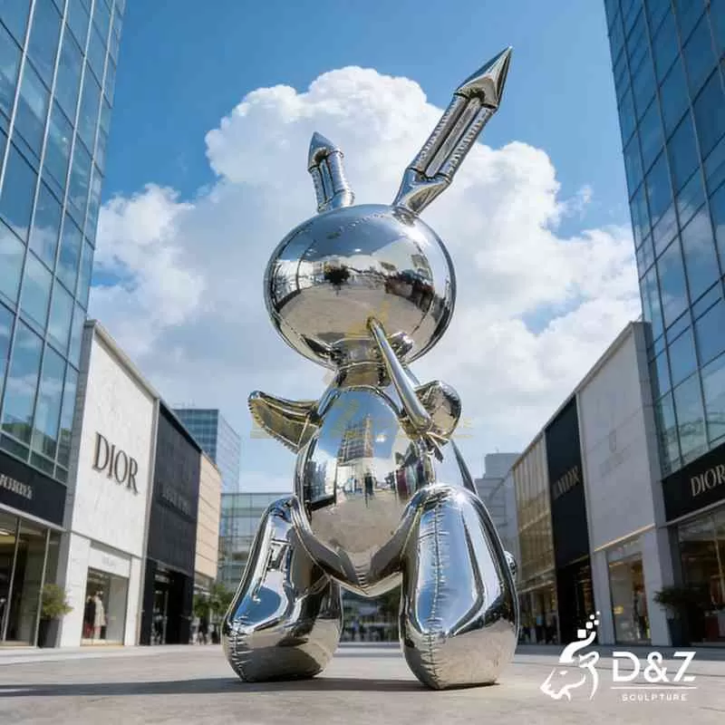 Large Modern Chrome Rabbit Sculpture for Sale DZJ-318