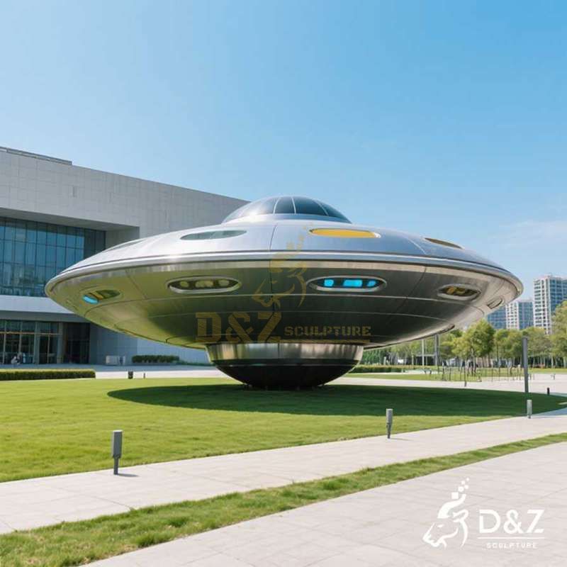 Large Modern Metal UFO Sculpture | Sci-Fi Space Art DZJ-319