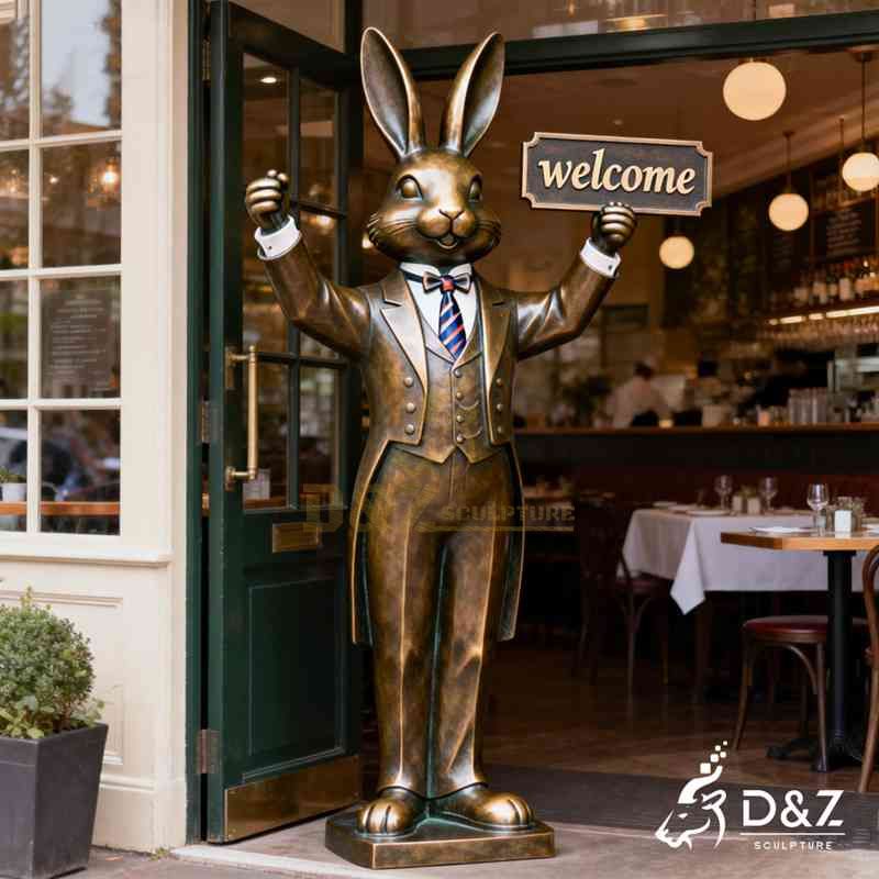 bronze rabbit statue