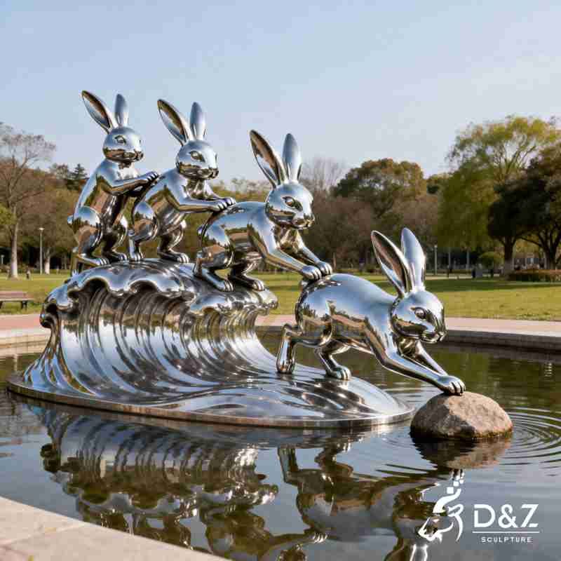 metal rabbit sculpture