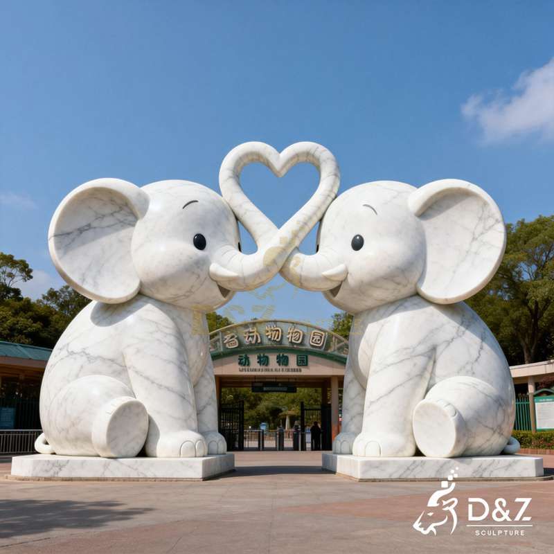 white marble elephant statue