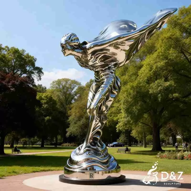 Metal Spirit of Ecstasy Statue | Abstract Human Sculpture DZJ-339