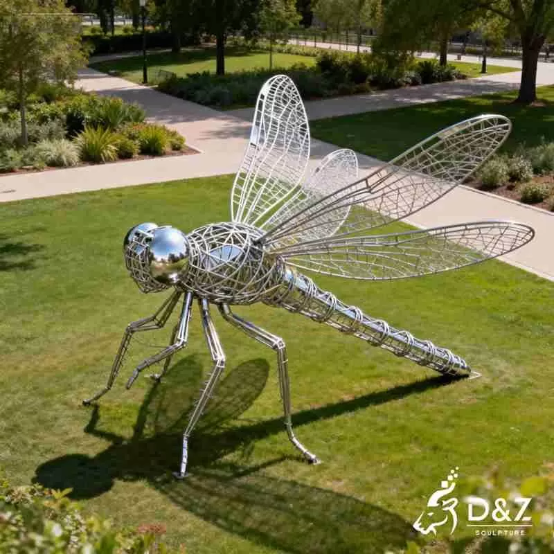 Large Outdoor Wire Dragonfly Sculpture for Sale DZJ-344