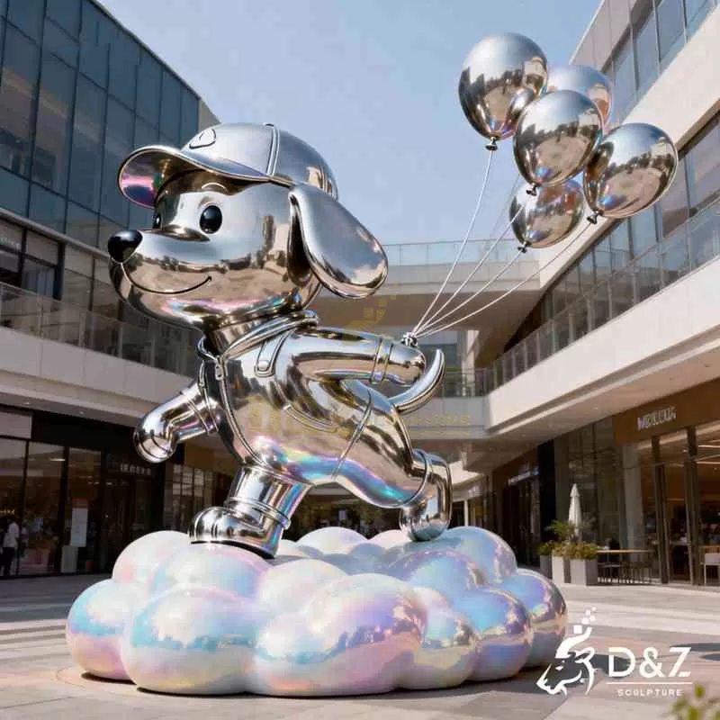 Large Outdoor Cute Metal Dog Sculpture for Sale DZJ-347
