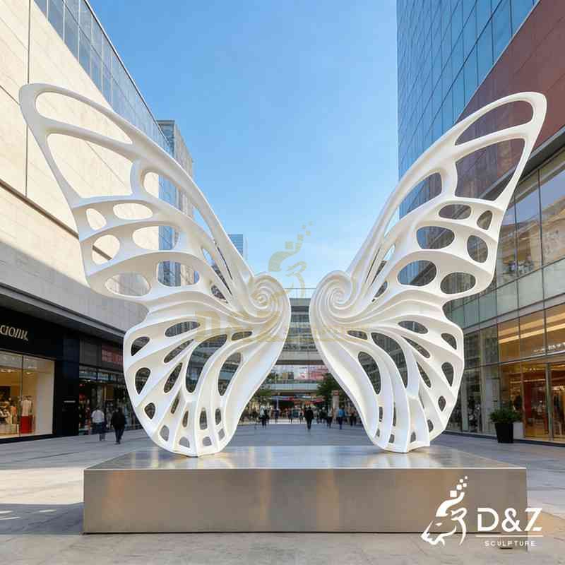 Large Outdoor White Metal Butterfly Wings Sculpture for Sale DZJ-350