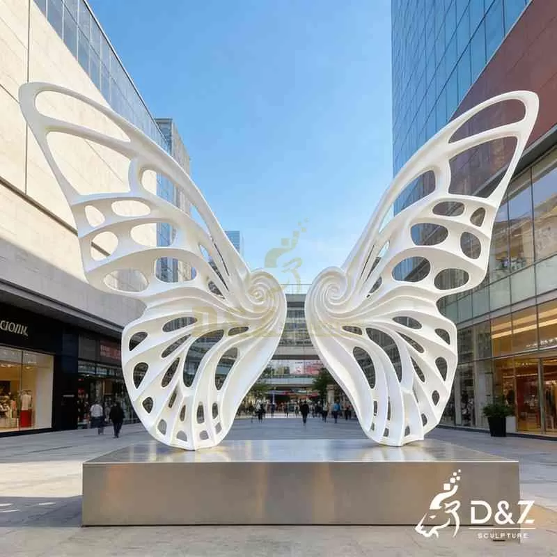 Large Outdoor White Metal Butterfly Wings Sculpture for Sale DZJ-350