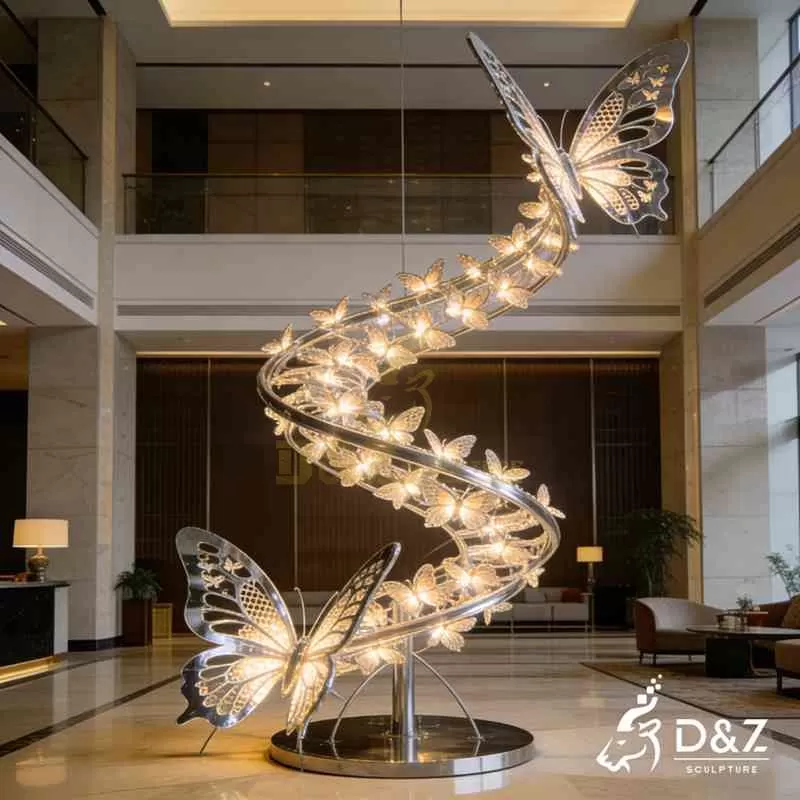 Large Metal Butterfly Light Sculpture | Floor Lamp with Wings DZJ-353