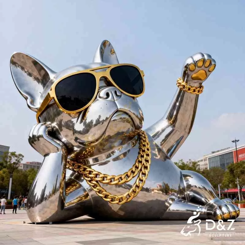 Large Metal French Bulldog Sculpture for Outdoor DZJ-367
