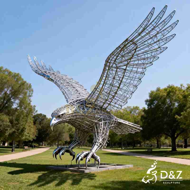 Large Outdoor Wire Eagle Sculpture for Sale DZJ-379