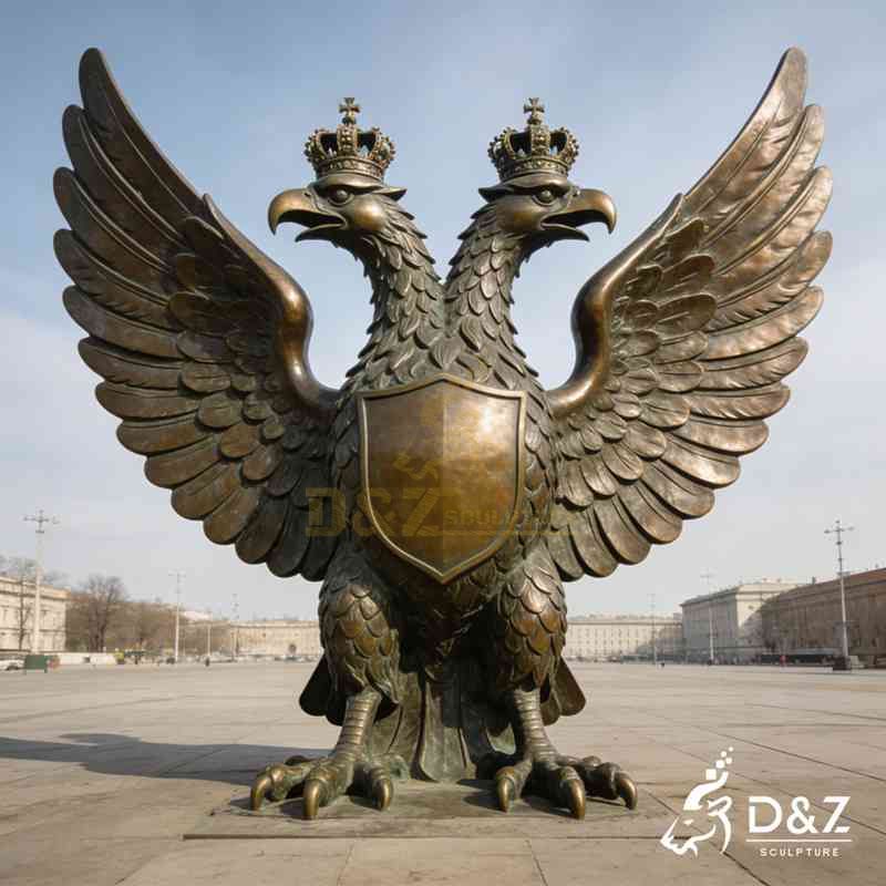 Large Outdoor Bronze Double Headed Eagle Statue for Sale DZJ-382