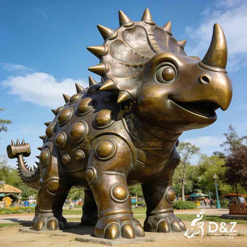 bronze dinosaur statue