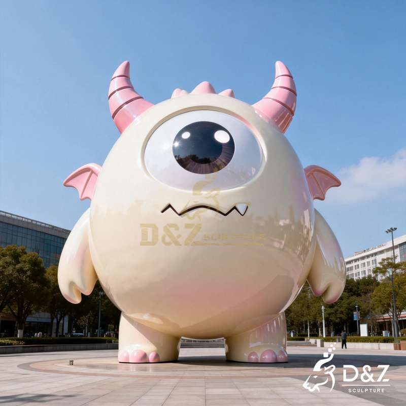 Gentle Metal Monster Sculpture | Pink and Cute Monster DZJ-388