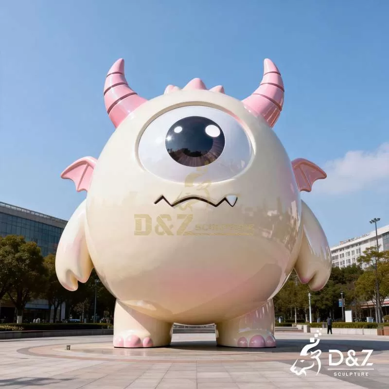 Gentle Metal Monster Sculpture | Pink and Cute Monster DZJ-388