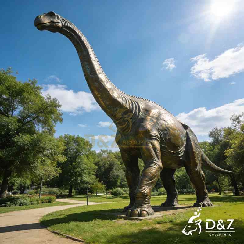 bronze dinosaur statue