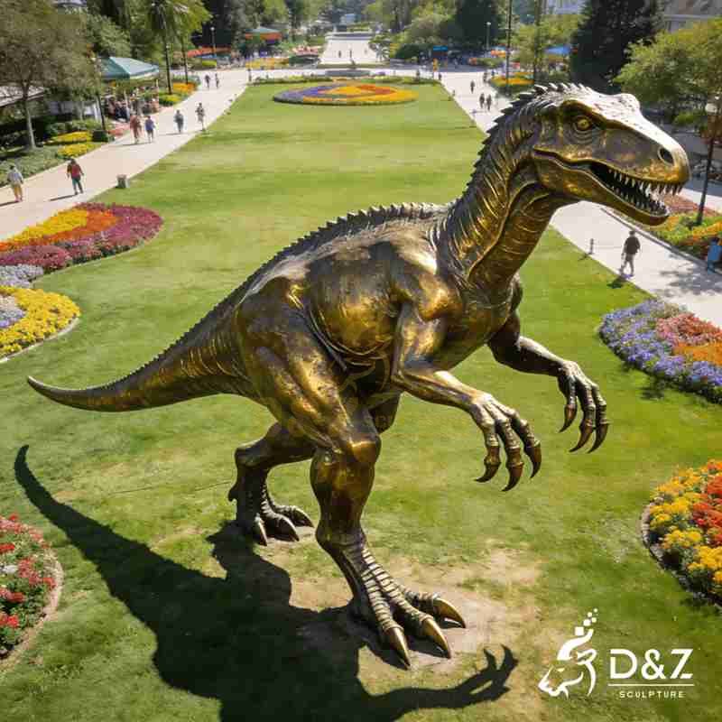 velociraptor outdoor statue