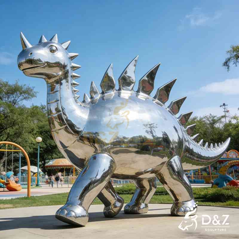 metal dinosaur sculpture