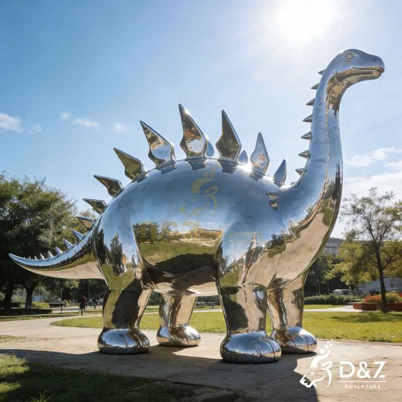 large metal dinosaur sculpture