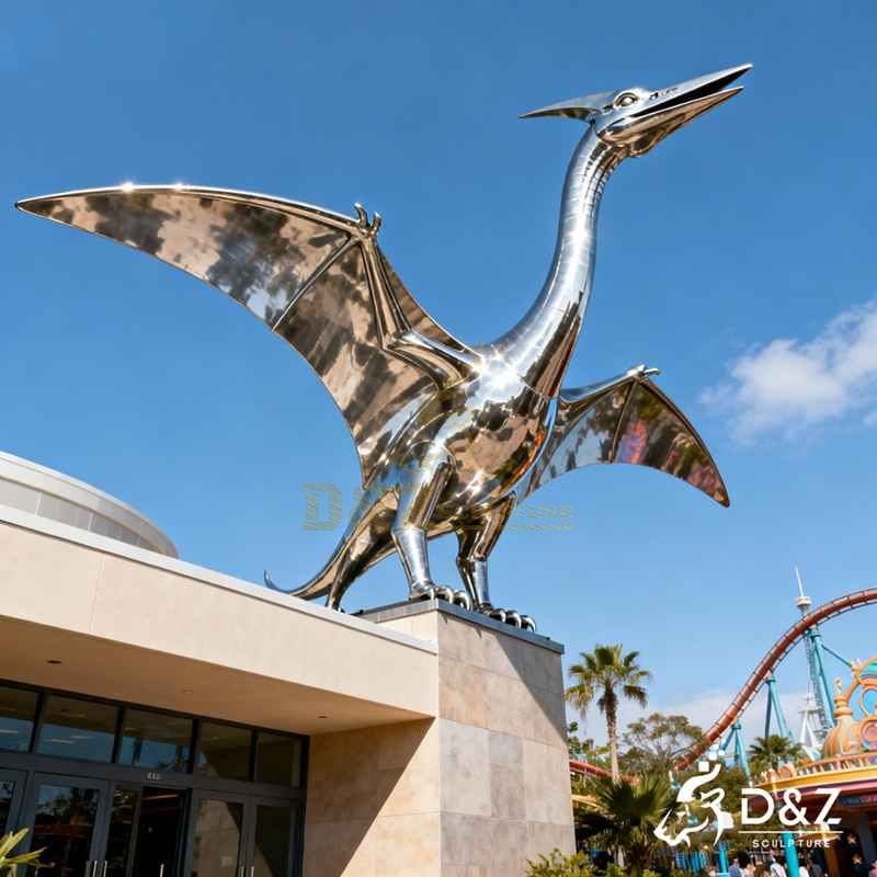 metal dinosaur sculpture