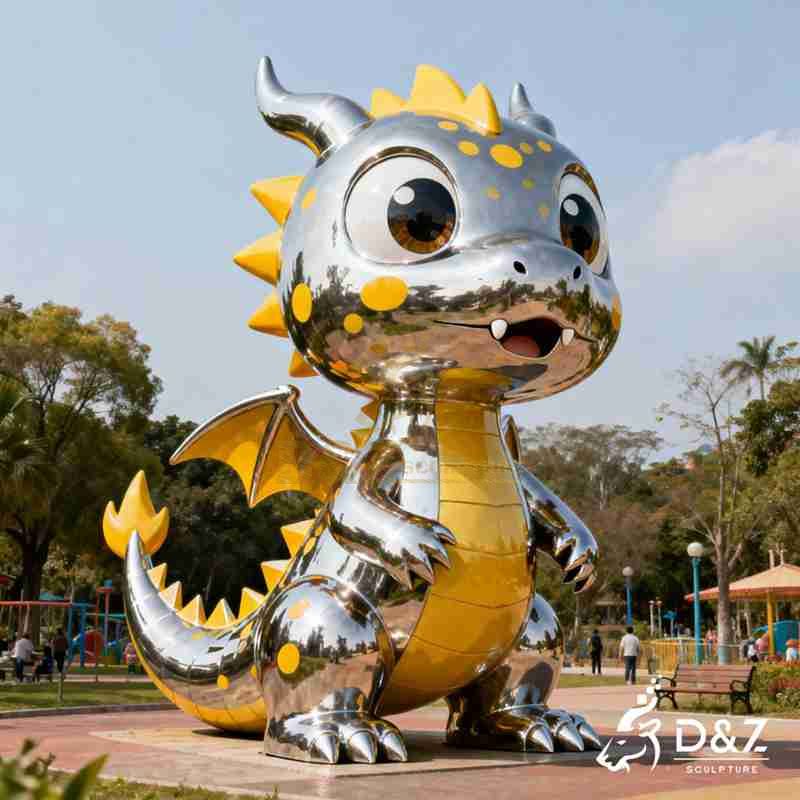 Large Metal Dinosaur Playground Sculpture for Outdoor DZJ-400