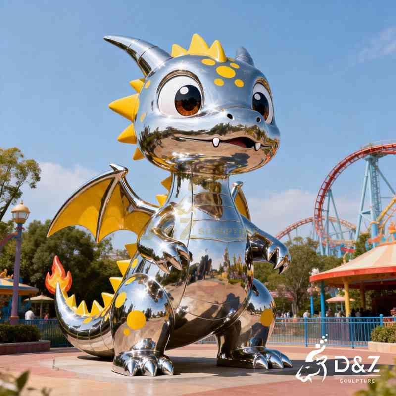 metal dinosaur sculpture