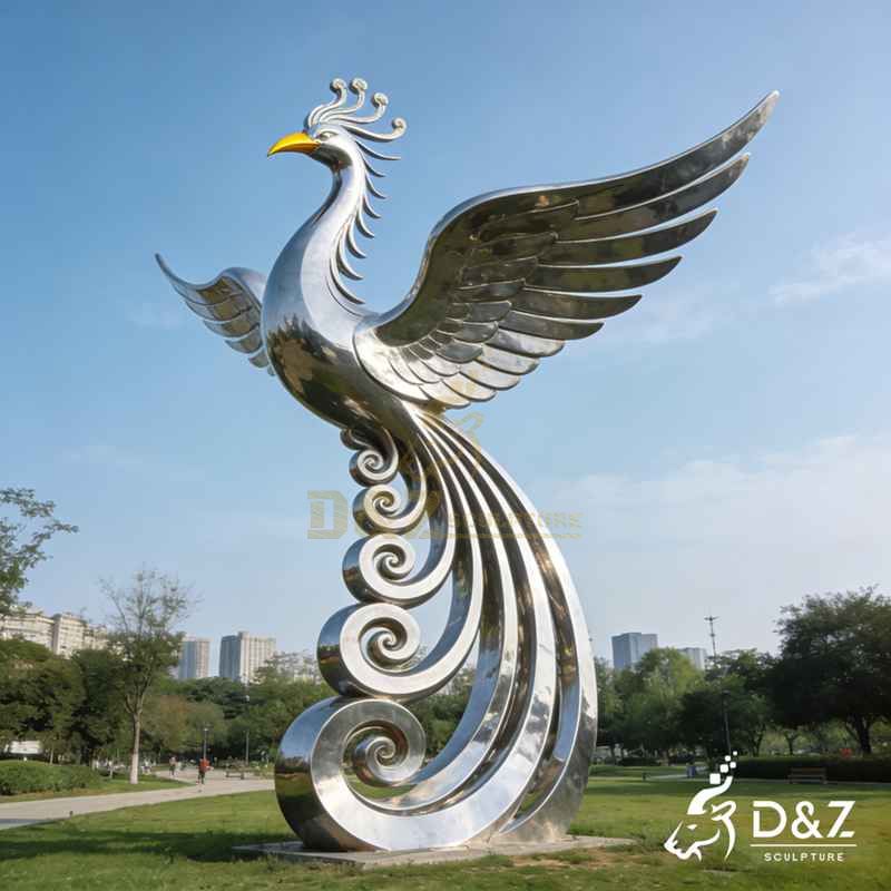 Large Metal Phoenix Rising Sculpture for Garden DZJ-406