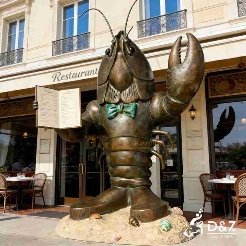 lobster butler statue with tray