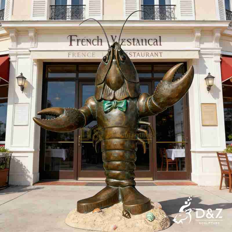 lobster butler serving statue