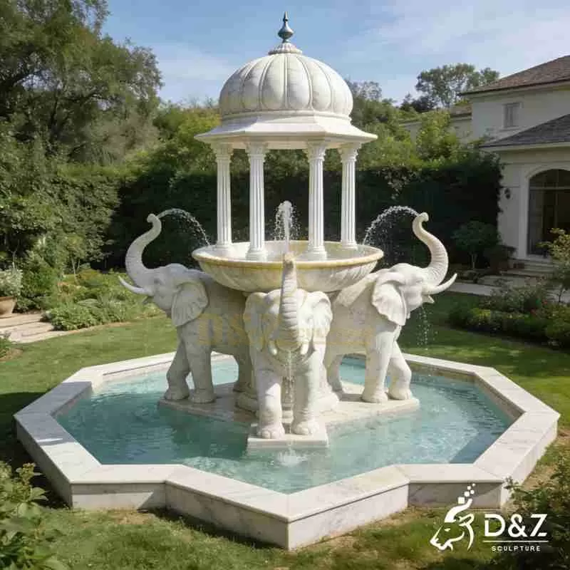 Large Marble Elephant Statue Fountain for Outdoor DZJ-413