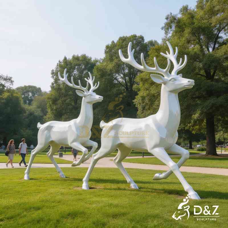 Large Metal White Deer Sculpture for Outdoor DZJ-416