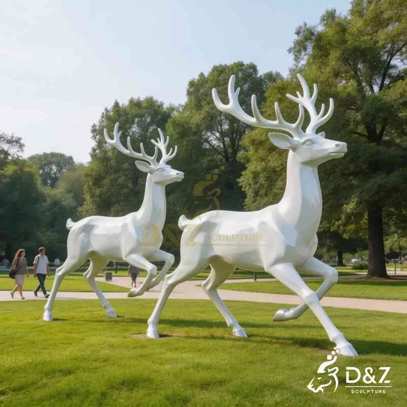 Large Metal White Deer Sculpture for Outdoor DZJ-416