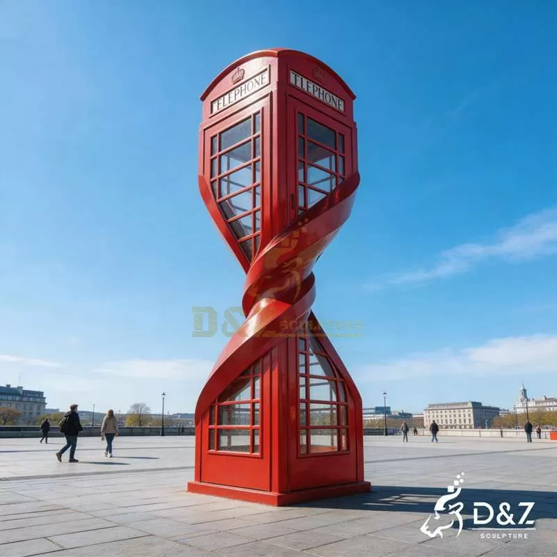 Metal British Red Telephone Booth for Sale | Abstract Architectural Sculpture DZJ-419