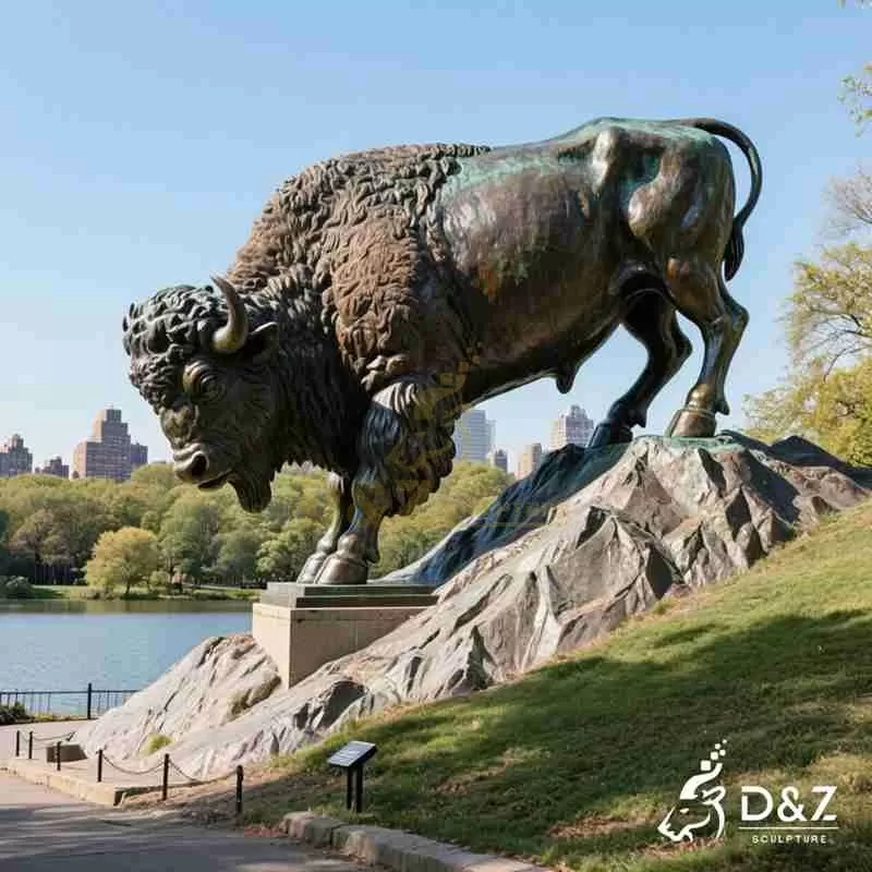 Large Outdoor Bronze Bison Statue for Sale DZJ-422