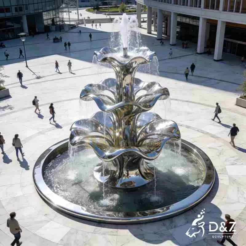 Modern Metal 3 Tier Flower Fountain for Garden DZJ-433