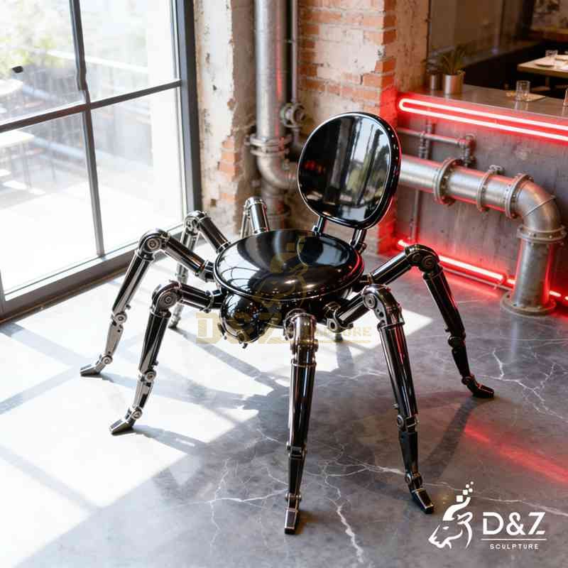 Large Modern Black Metal Crab Chair Sculpture DZJ-438