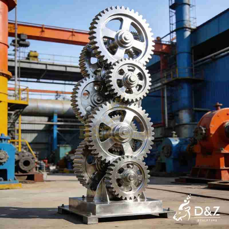 Modern Kinetic Metal Gear Sculpture for Outdoor DZJ-445