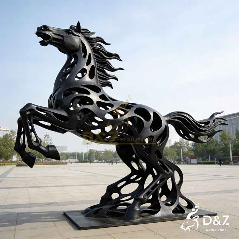 Black Abstract Metal Modern Horse Sculpture for Outdoor DZJ-446