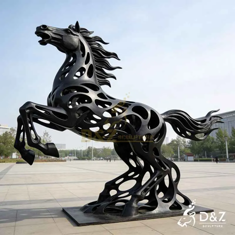 Black Abstract Metal Modern Horse Sculpture for Outdoor DZJ-446