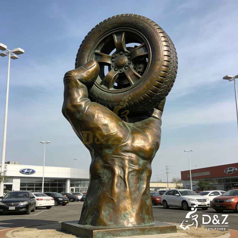 Bronze Hand Holding Tire Sculpture for Sale DZJ-447