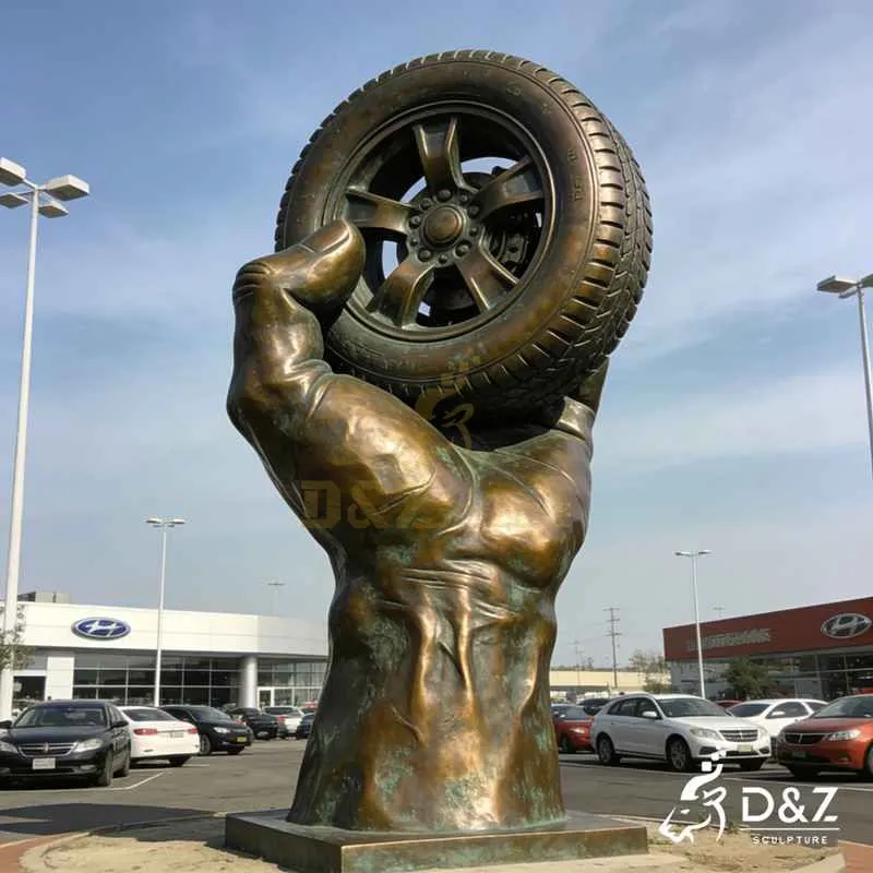 Bronze Hand Holding Tire Sculpture for Sale DZJ-447