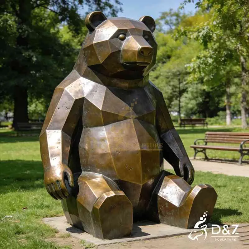 Large Geometric Bronze Modern Bear Statue for Outdoor DZJ-448