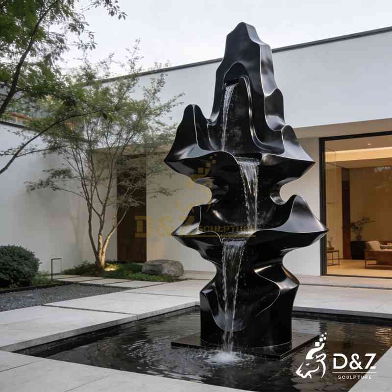Modern Black Metal Rockery Fountain for Garden DZJ-449