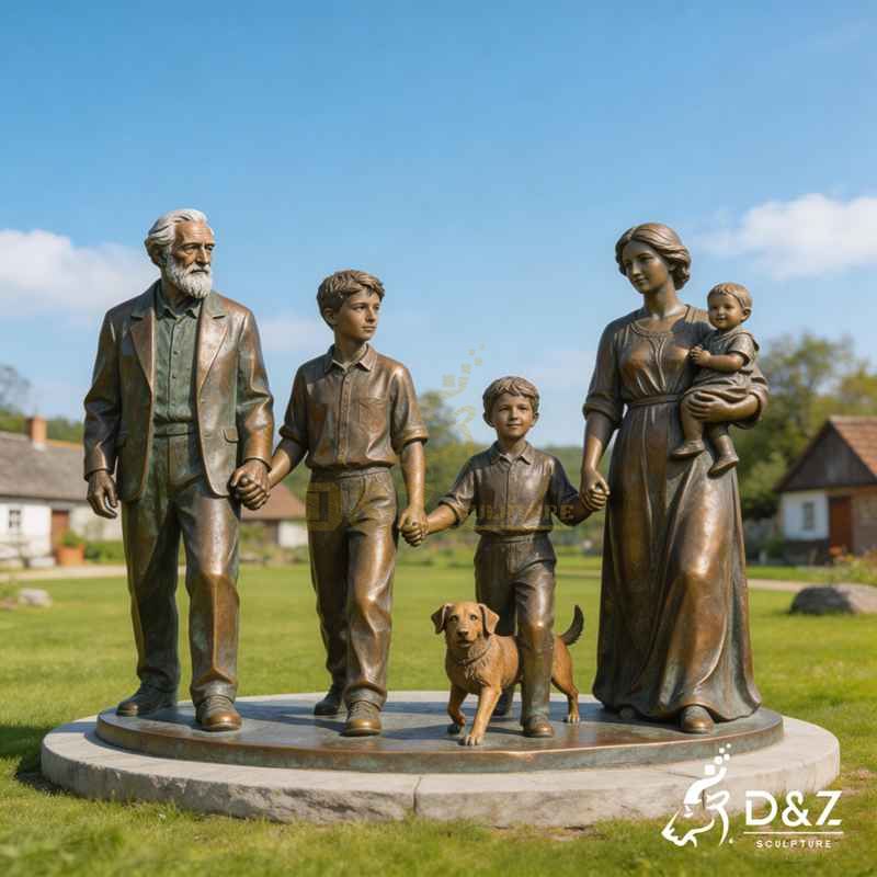 bronze family statue