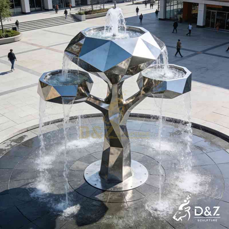 Large Modern Geometric Metal Tree Water Fountain DZJ-455