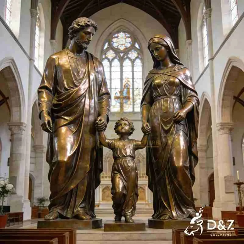 Large Catholic Bronze Modern Holy Family Statue for Sale DZJ-456
