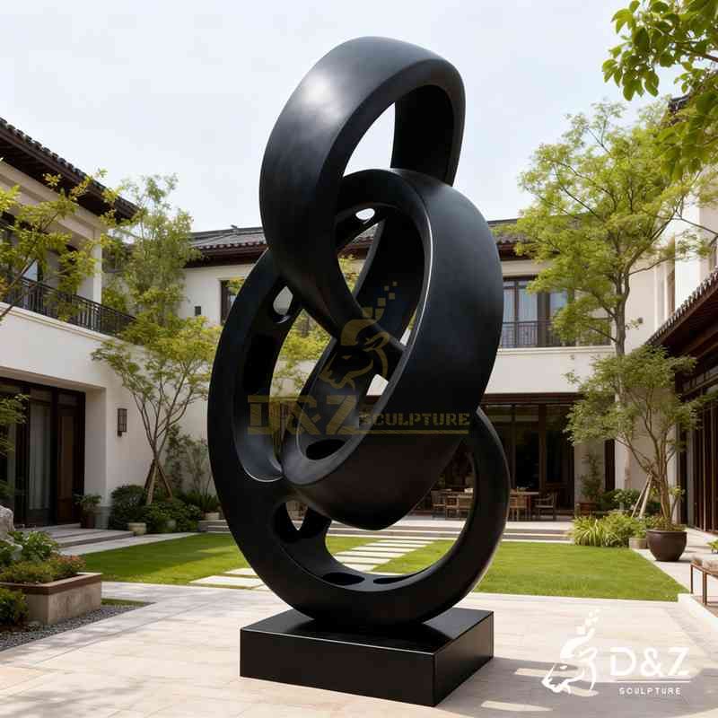 Large Modern Abstract Black Metal Entwined Sculpture DZJ-457