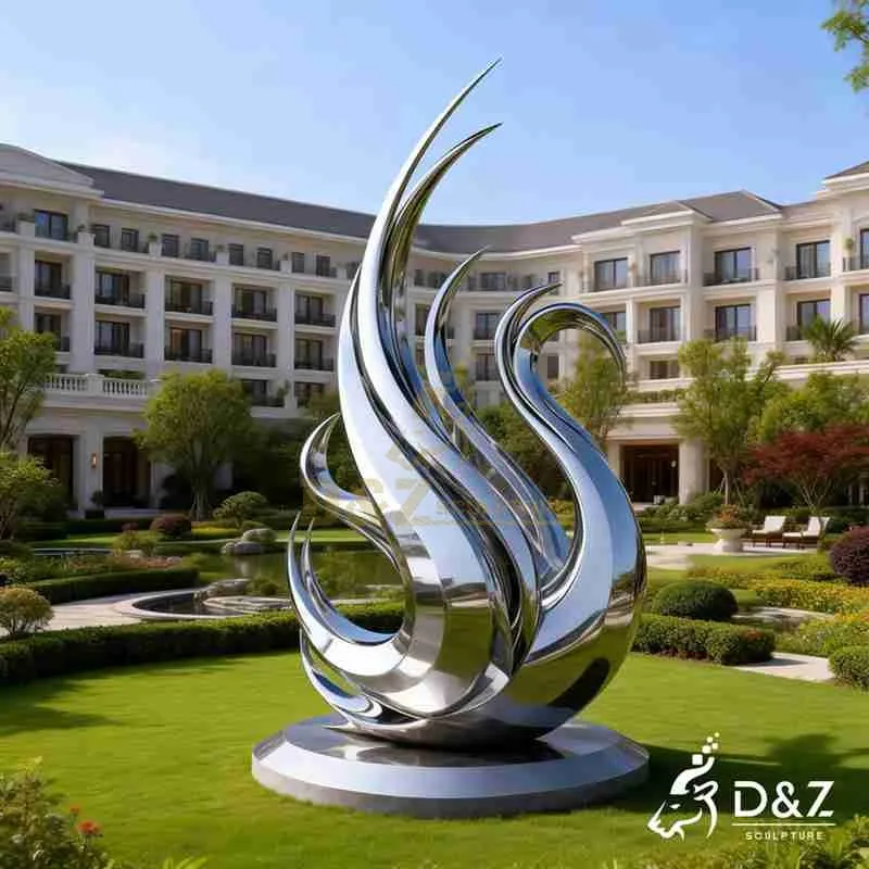 Abstract Metal Modern Swan Sculpture for Garden DZJ-459