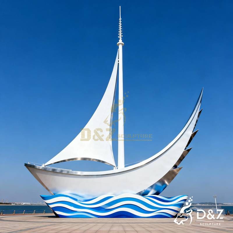 Large Outdoor Metal Sailboat Sculpture for Sale DZJ-462