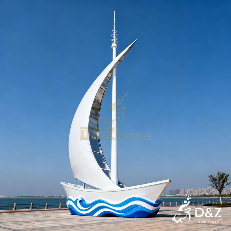 large metal sailboat sculpture