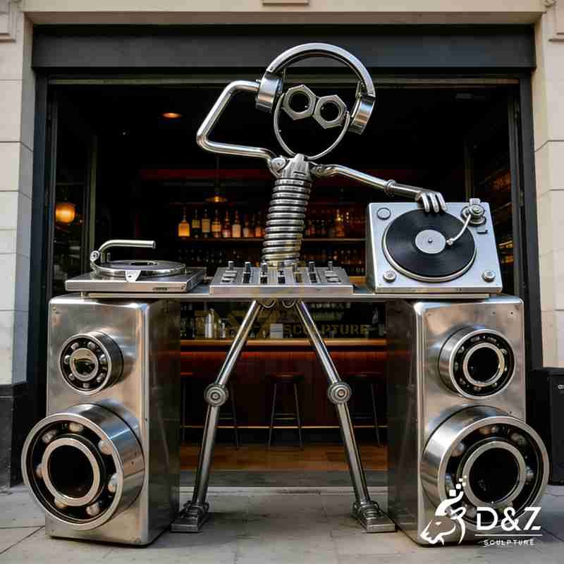 Metal DJ Sculpture: Abstract Music Figure Art DZJ-463